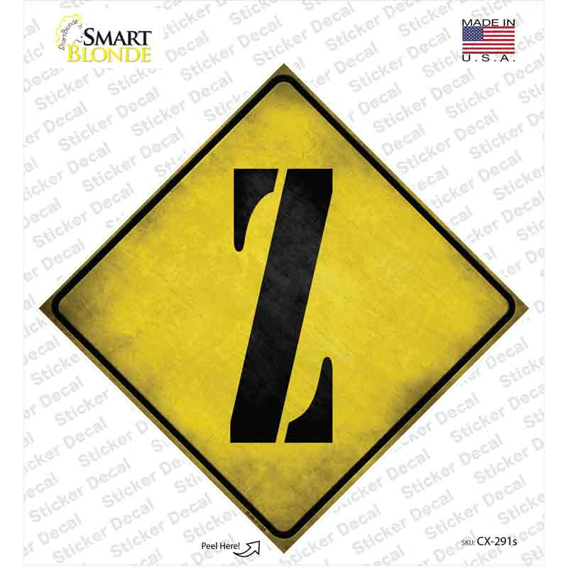 Letter Z Xing Novelty Diamond Sticker Decal