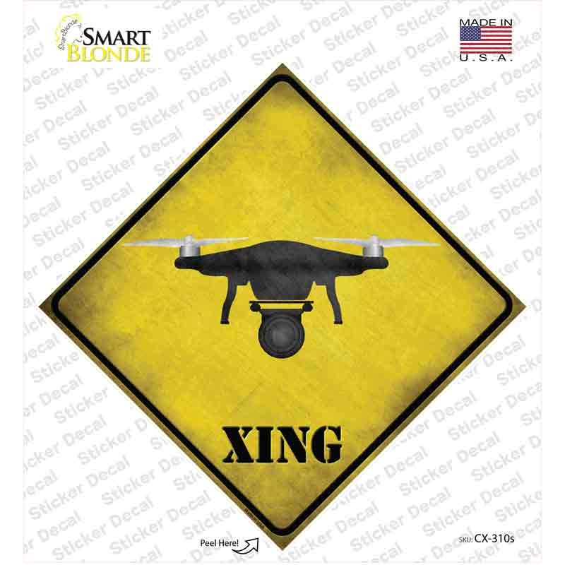 Drone Xing Novelty Diamond Sticker Decal