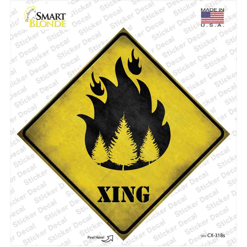 Forest Fire Xing Novelty Diamond Sticker Decal