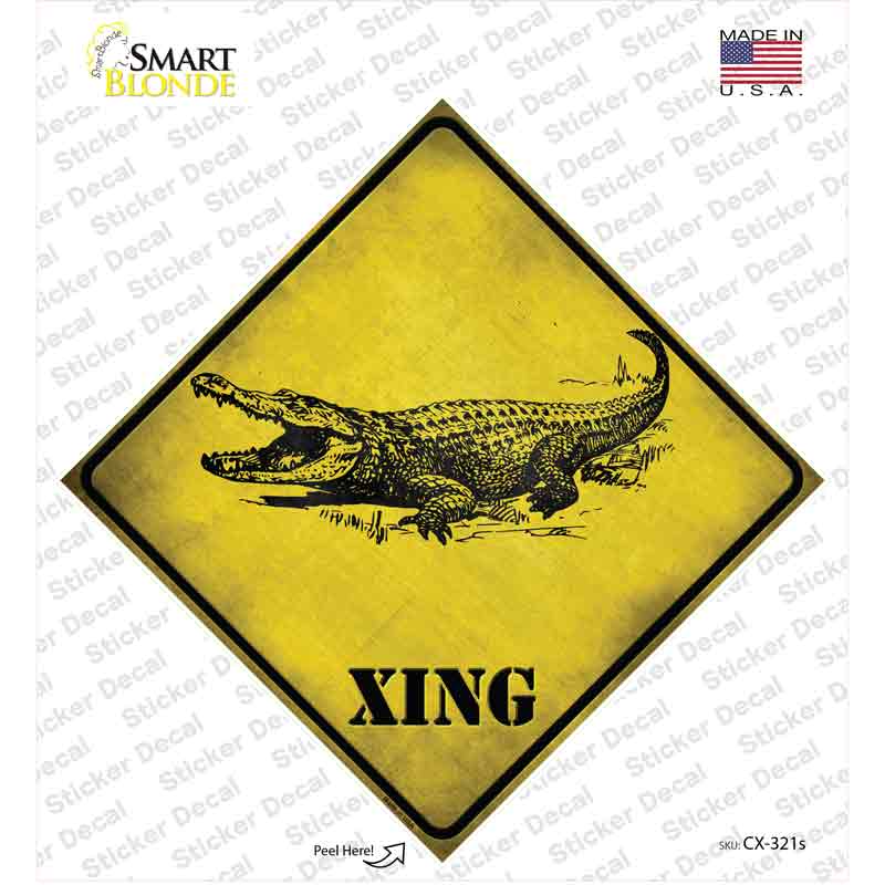 Alligator Xing Novelty Diamond Sticker Decal