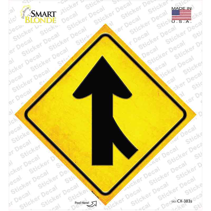Lane Merging From Right Novelty Diamond Sticker Decal