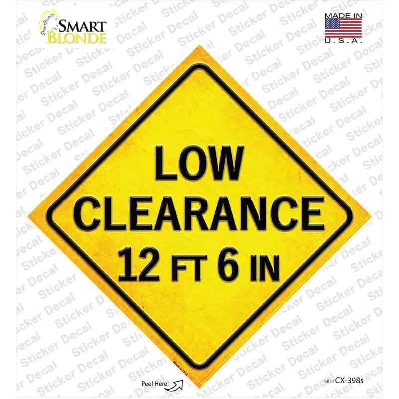 Low Clearance 12ft 6in Novelty Diamond Sticker Decal