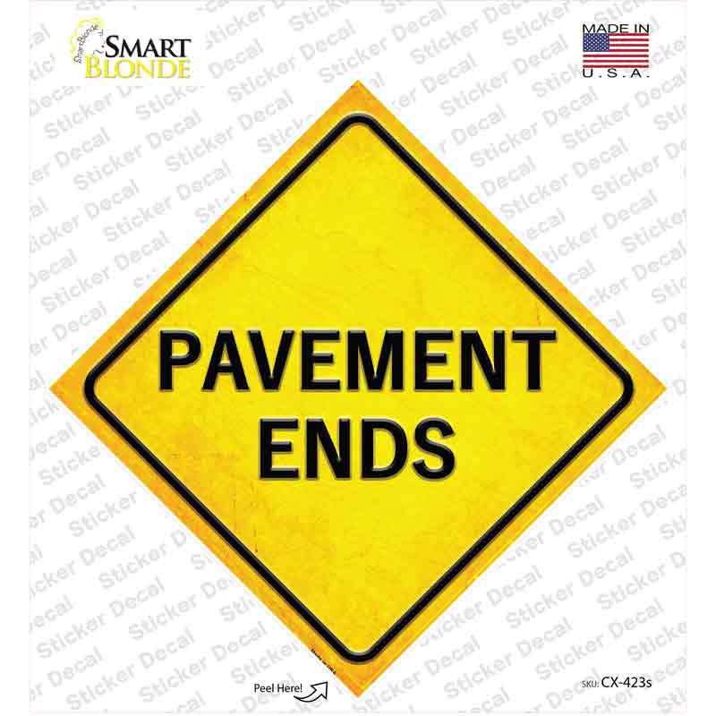 Pavement Ends Novelty Diamond Sticker Decal