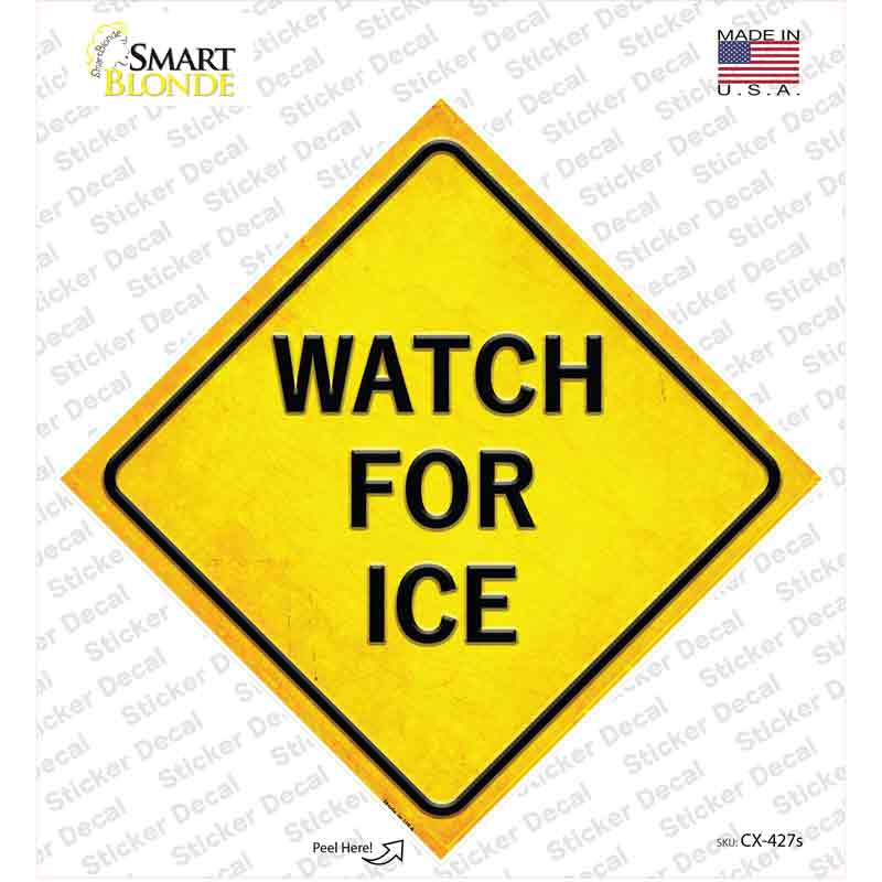 Watch For Ice Novelty Diamond Sticker Decal