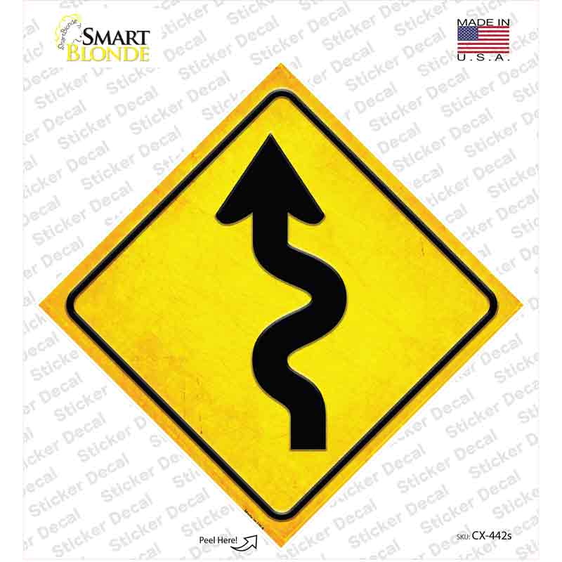 Curvy Road Novelty Diamond Sticker Decal