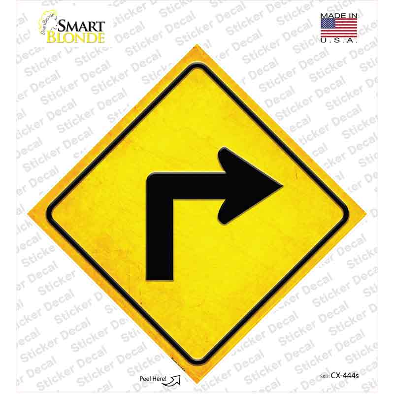 Right Turn Novelty Diamond Sticker Decal
