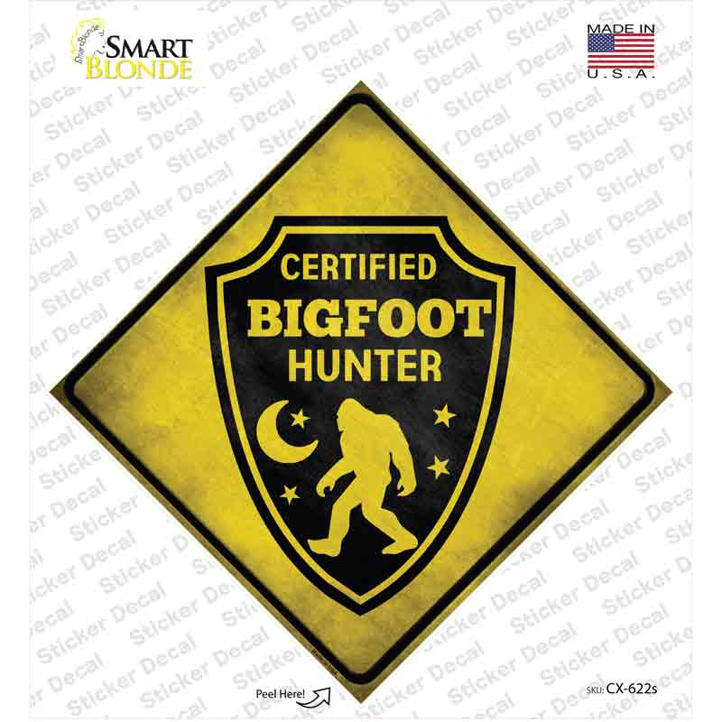 Certified Bigfoot Hunter Novelty Diamond Sticker Decal