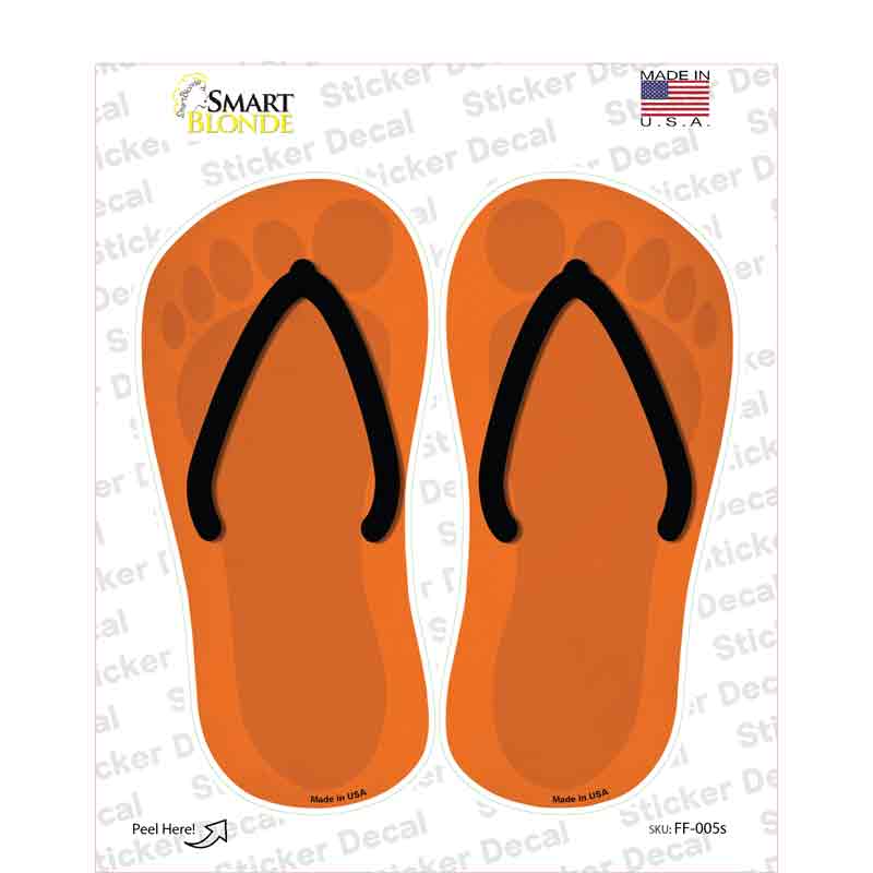 Orange Solid Novelty Flip Flops Sticker Decal Small