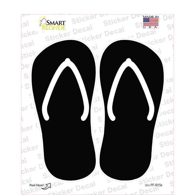 Black Solid Novelty Flip Flops Sticker Decal Small