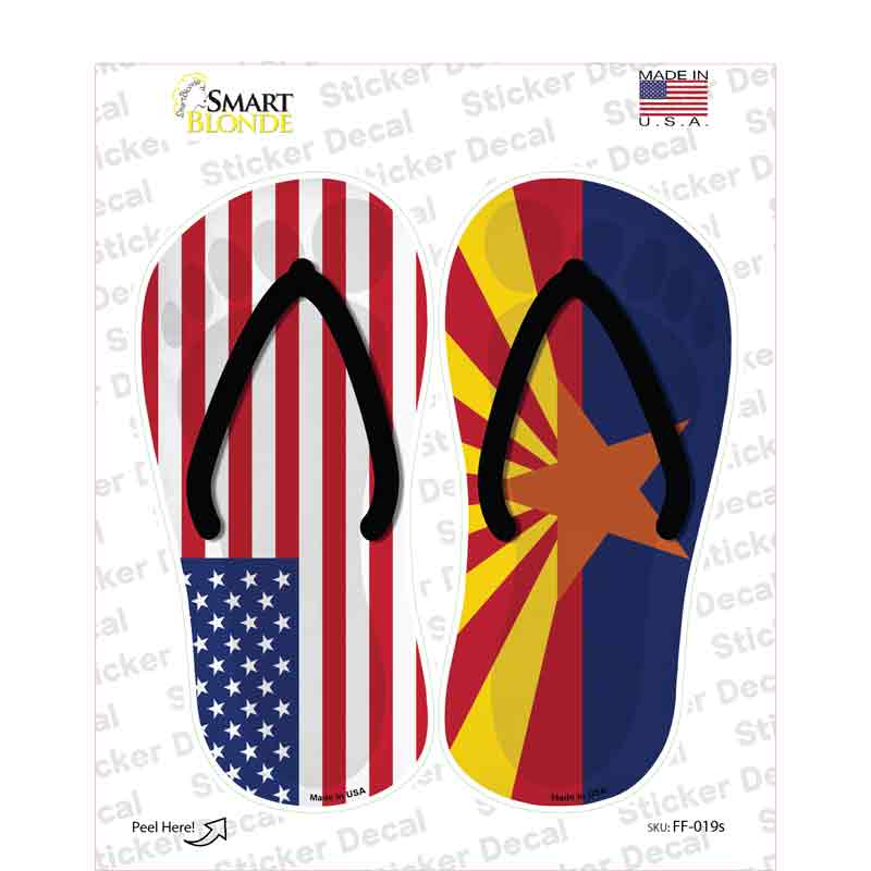 USA|Arizona Flag Novelty Flip Flops Sticker Decal Small