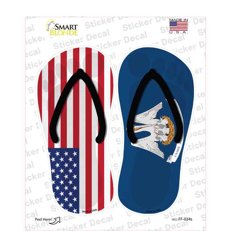 USA|Louisiana Flag Novelty Flip Flops Sticker Decal Small