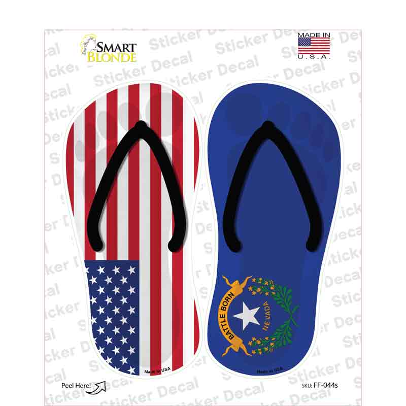 USA|Nevada Flag Novelty Flip Flops Sticker Decal Small