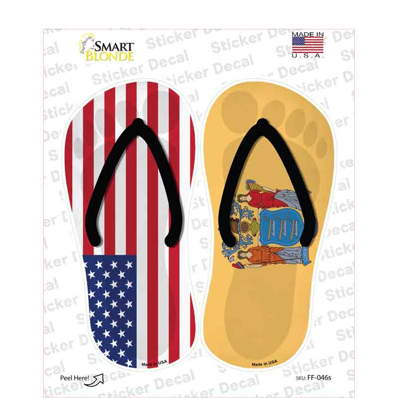 USA|New Jersey Flag Novelty Flip Flops Sticker Decal Small