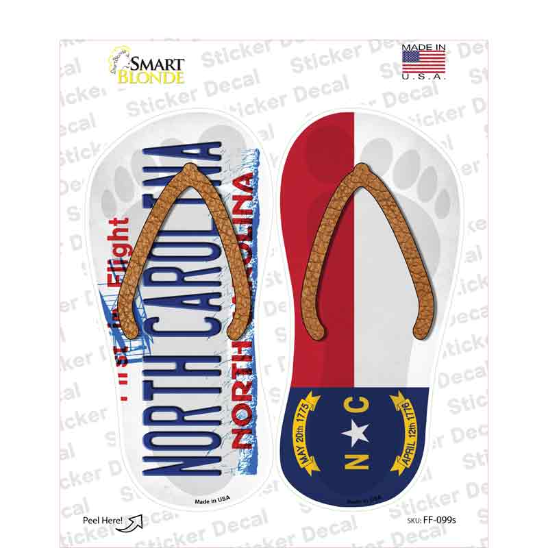 North Carolina|NC Flag Novelty Flip Flops Sticker Decal Small