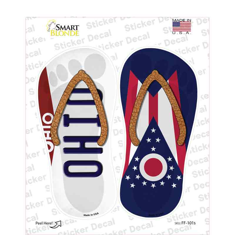 Ohio|OH Flag Novelty Flip Flops Sticker Decal Small