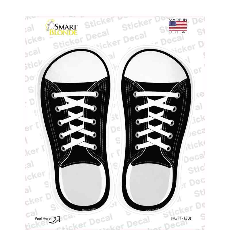 Black Solid Novelty Shoe Outlines Sticker Decal Small