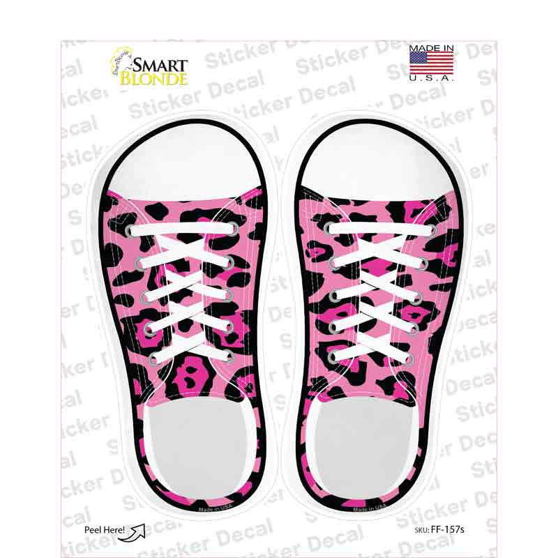 Pink Cheetah Print Novelty Shoe Outlines Sticker Decal Small