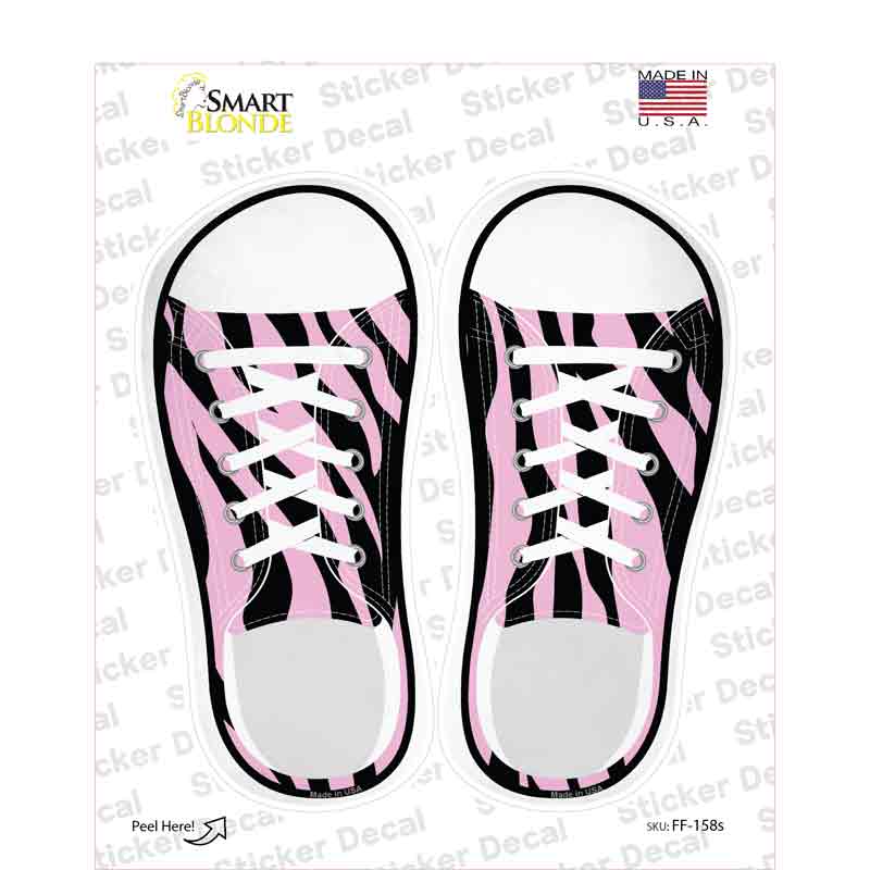 Pink Zebra Print Novelty Shoe Outlines Sticker Decal Small