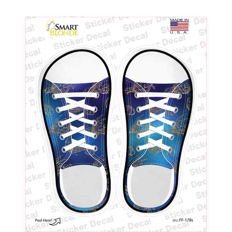 Fish Blue Novelty Shoe Outlines Sticker Decal Small