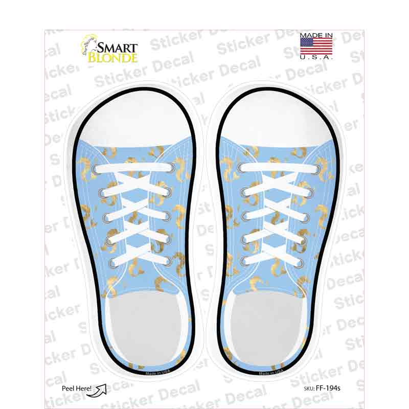 Seahorses Baby Blue Novelty Shoe Outlines Sticker Decal Small