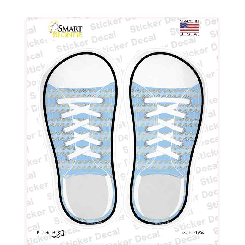 Baby Blue Waves Novelty Shoe Outlines Sticker Decal Small
