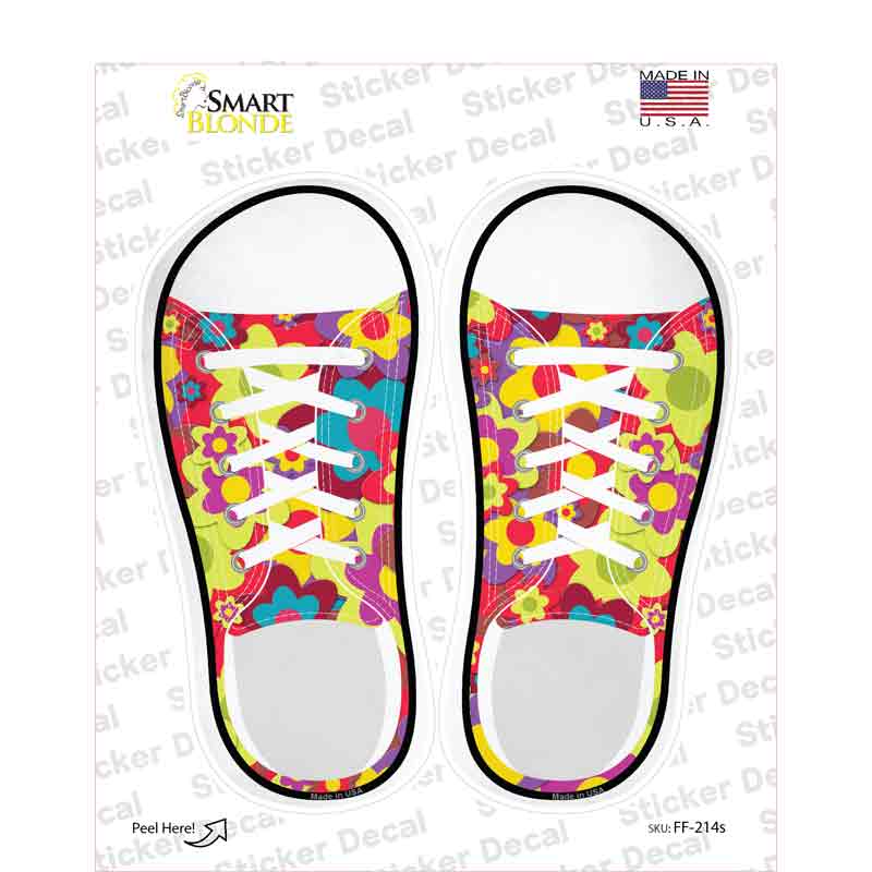 Summer Flowers Novelty Shoe Outlines Sticker Decal Small