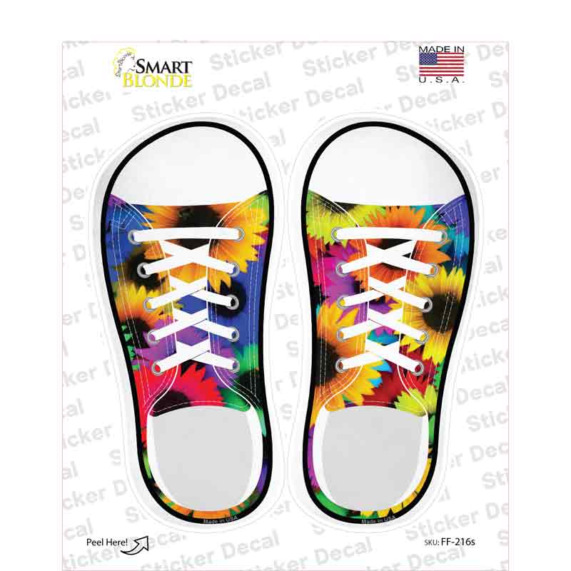 Colored Sunflowers Novelty Shoe Outlines Sticker Decal Small