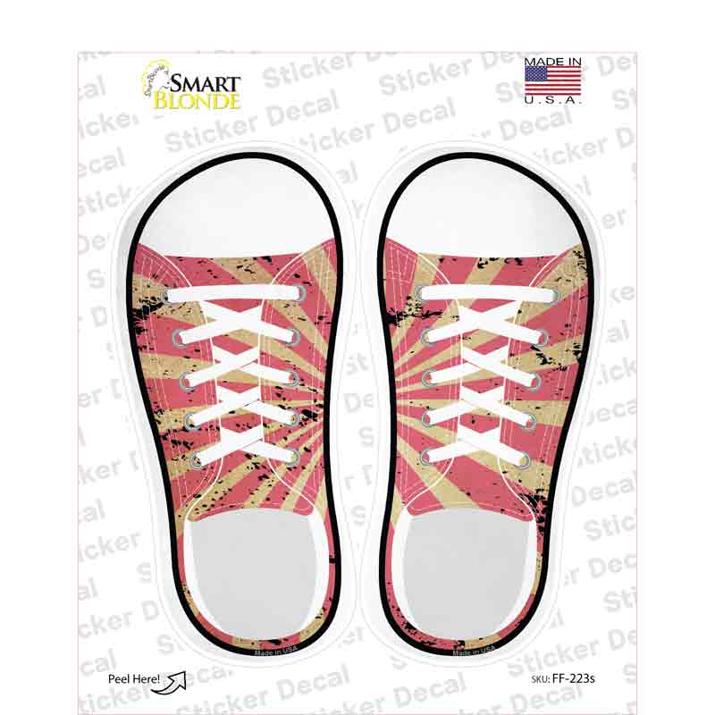 Pink|Tan Sun Rays Novelty Shoe Outlines Sticker Decal Small