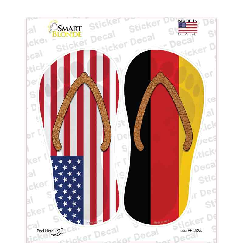 USA|Germany Flag Novelty Flip Flops Sticker Decal Small