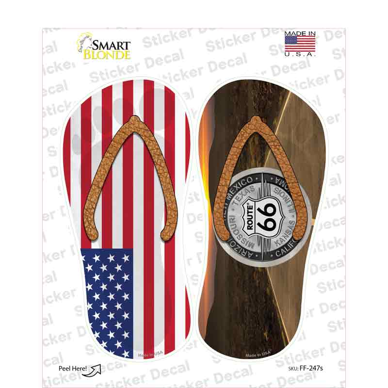 USA|Route 66 Sunset Novelty Flip Flops Sticker Decal Small