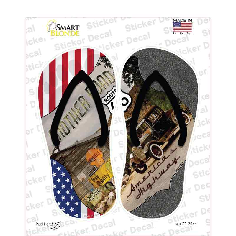 USA|Mother Road Shield Novelty Flip Flops Sticker Decal Small