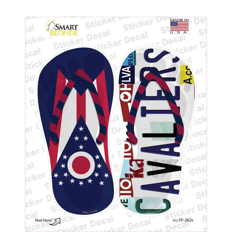 OH Flag|Cavaliers Strip Art Novelty Flip Flops Sticker Decal Small