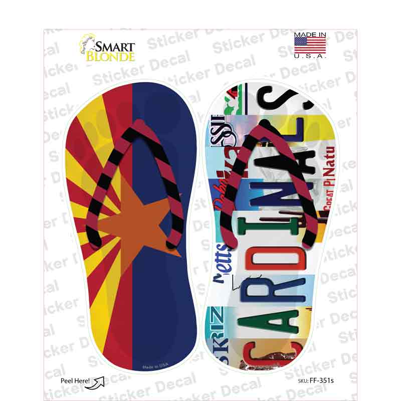 AZ Flag|Cardinals Strip Art Novelty Flip Flops Sticker Decal Small