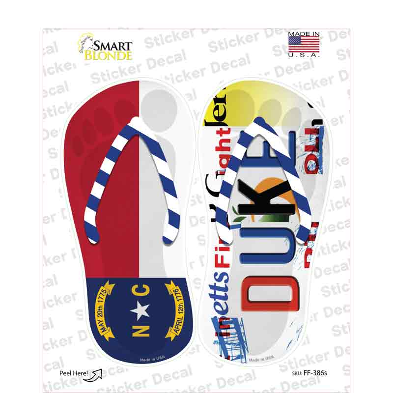 NC Flag|Duke Strip Art Novelty Flip Flops Sticker Decal Small