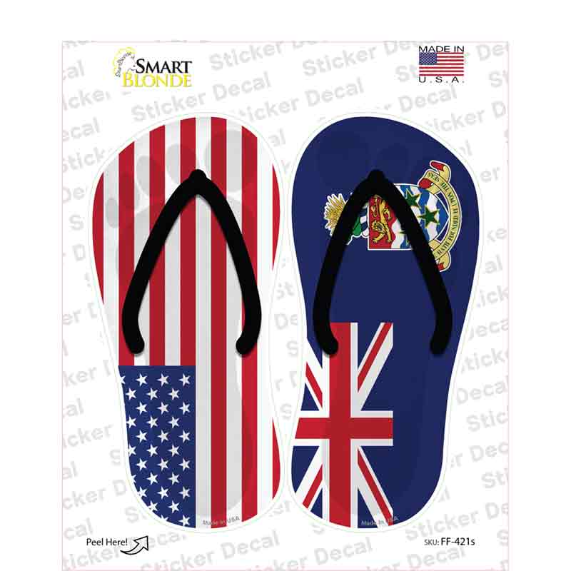 USA|Cayman Islands Flag Novelty Flip Flops Sticker Decal Small