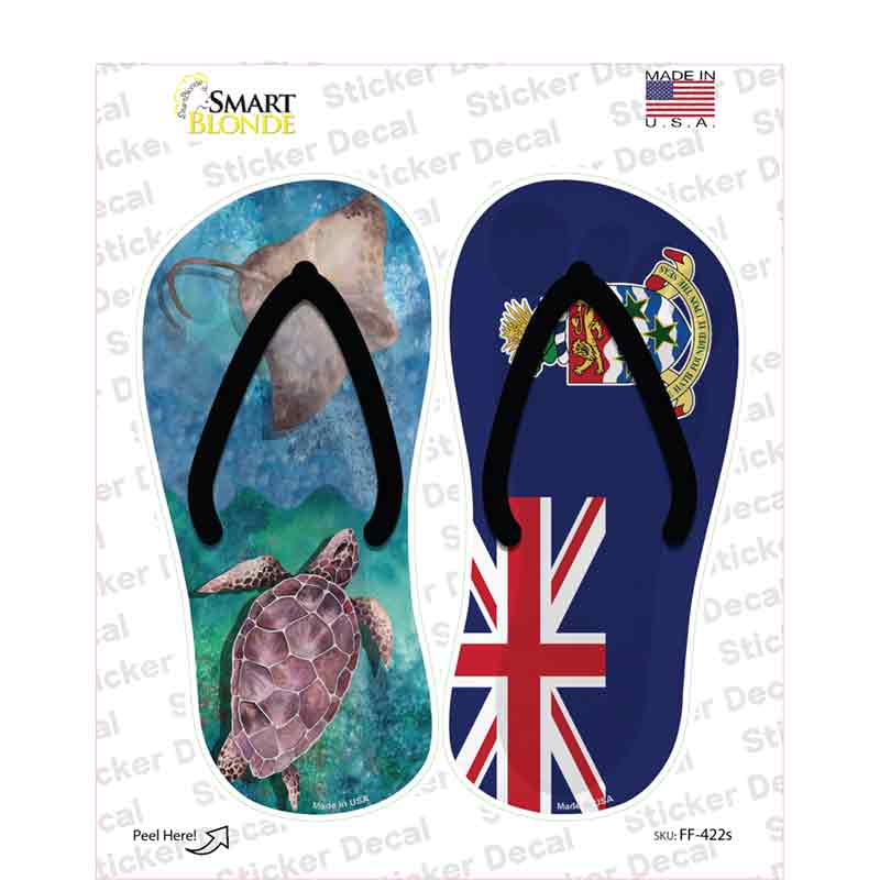 Stingray and Turtle|Cayman Islands Flag Novelty Flip Flops Sticker Decal Small