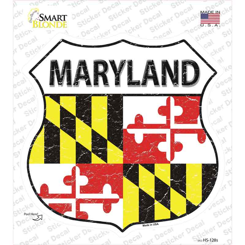 Maryland Flag Novelty Highway Shield Sticker Decal