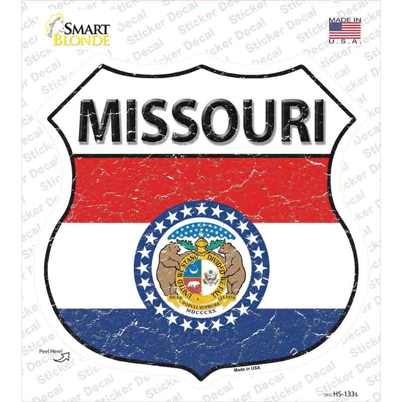 Missouri Flag Novelty Highway Shield Sticker Decal