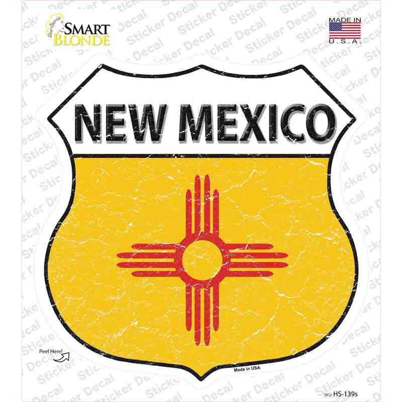 New Mexico Flag Novelty Highway Shield Sticker Decal