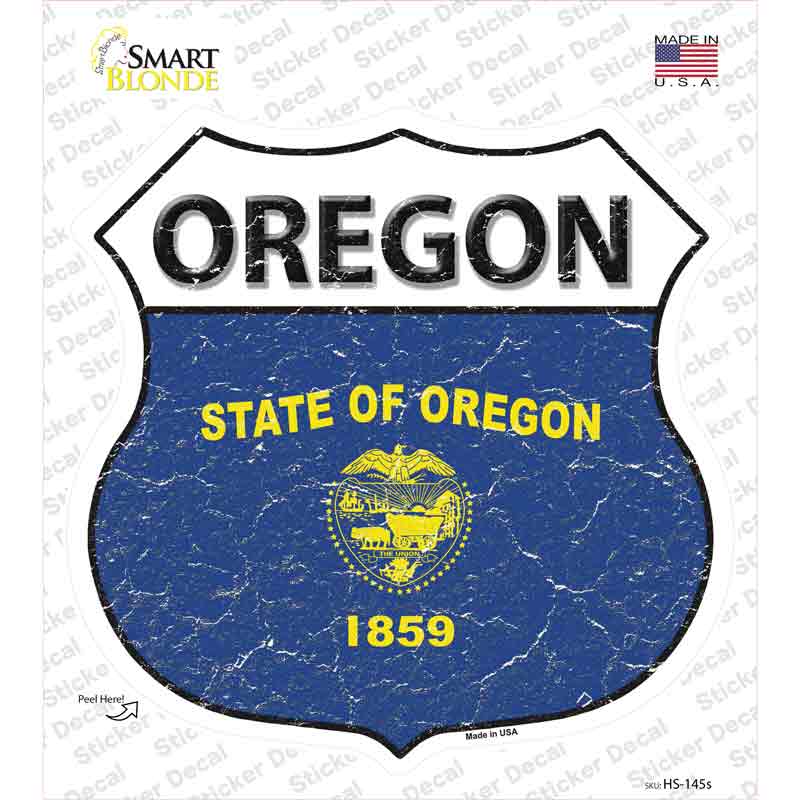 Oregon Flag Novelty Highway Shield Sticker Decal