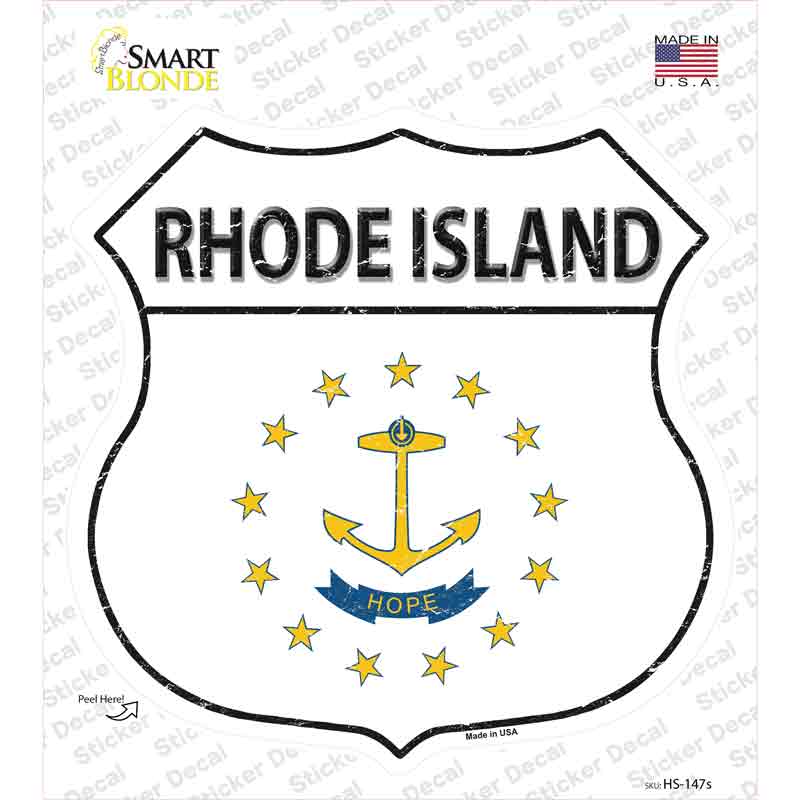 Rhode Island Flag Novelty Highway Shield Sticker Decal