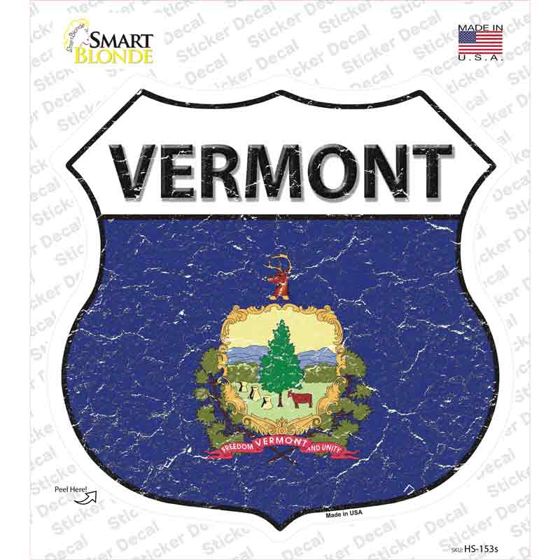 Vermont Flag Novelty Highway Shield Sticker Decal