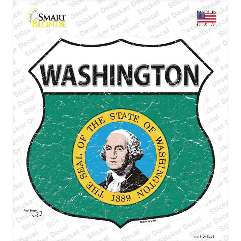 Washington Flag Novelty Highway Shield Sticker Decal