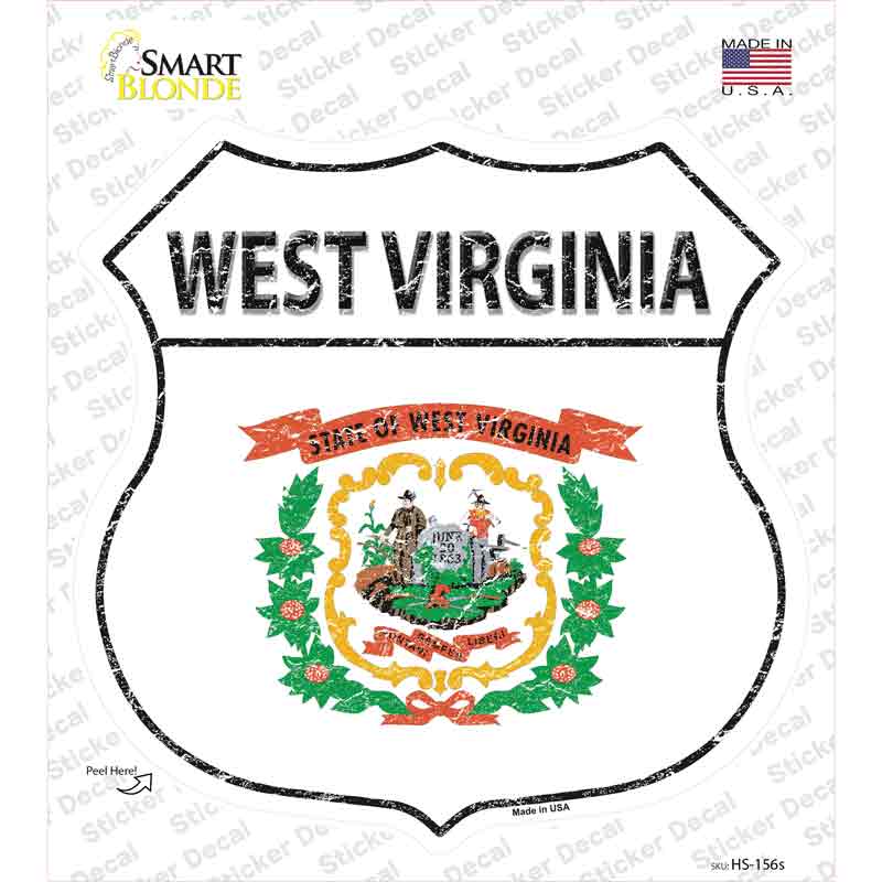 West Virginia Flag Novelty Highway Shield Sticker Decal