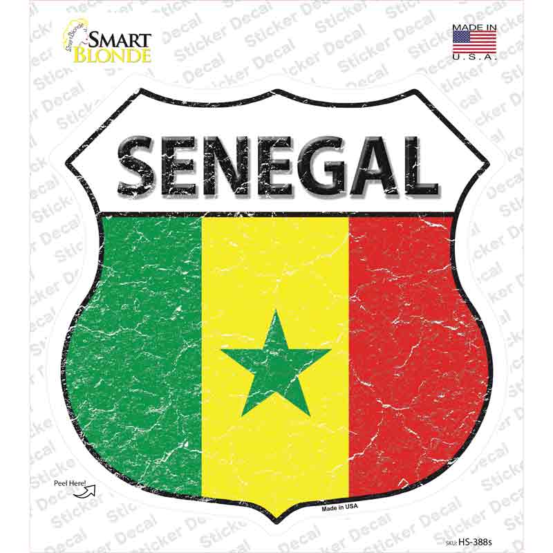 Senegal Flag Novelty Highway Shield Sticker Decal