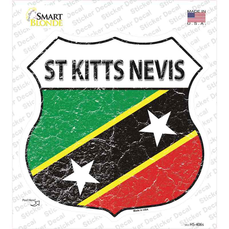 St Kitts Nevis Flag Novelty Highway Shield Sticker Decal
