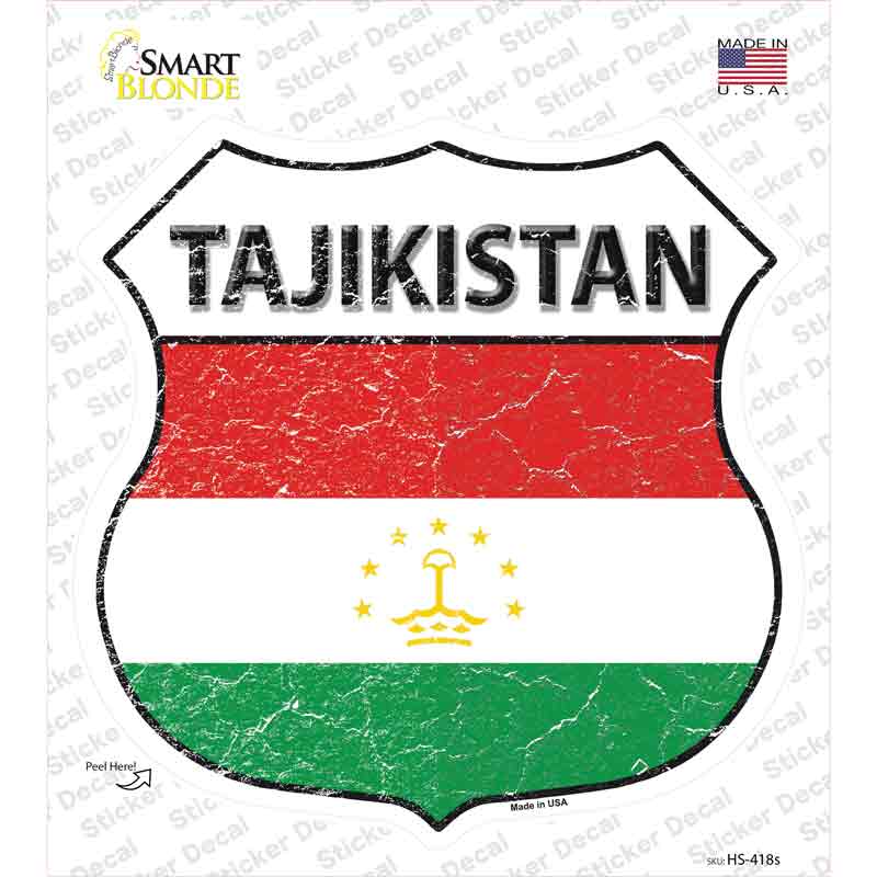 Tajikistan Flag Novelty Highway Shield Sticker Decal