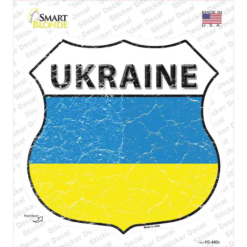 Ukraine Flag Novelty Highway Shield Sticker Decal