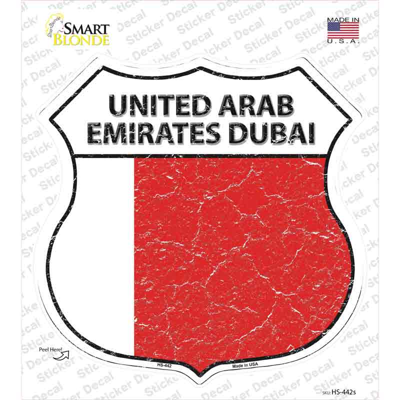 United Arab Emirates Dubai Flag Novelty Highway Shield Sticker Decal