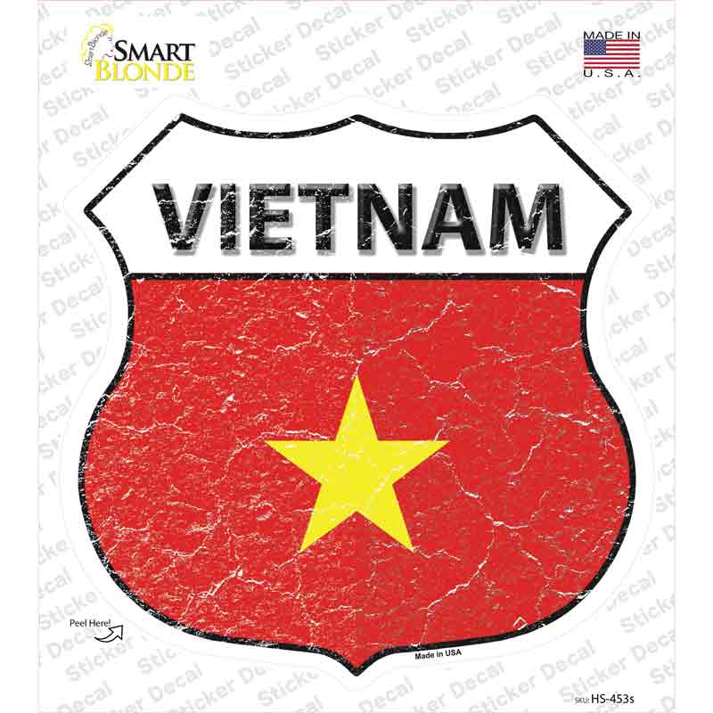 Vietnam Flag Novelty Highway Shield Sticker Decal